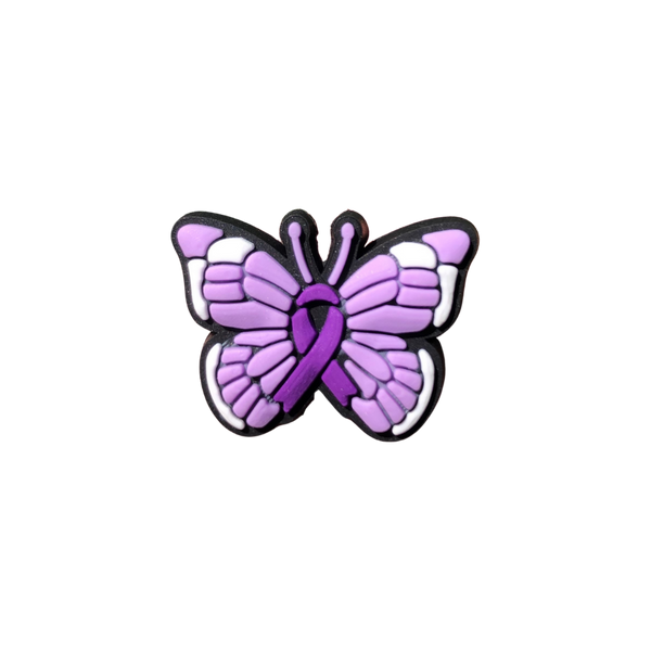 Silicone Focal Beads - Purple Ribbon Butterfly - 48