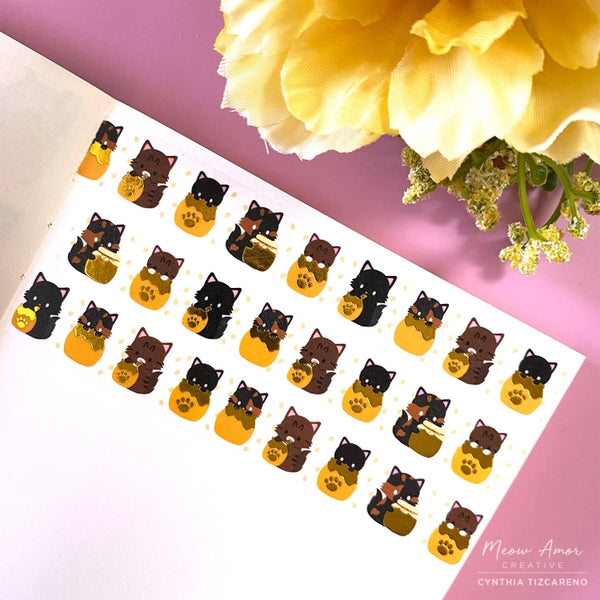 Honey Cats Gold Foil Washi Tape