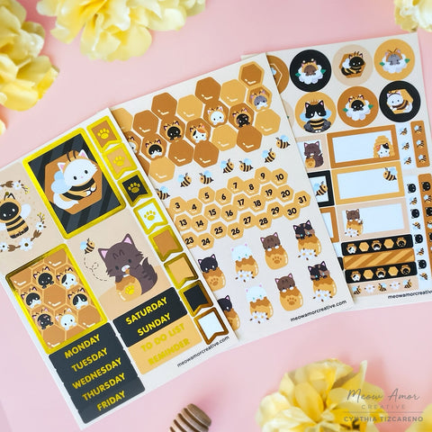 Bee Cats Planner Vinyl Sticker Kit