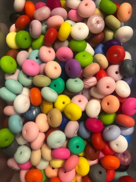 14mm Abacusl Silicone Bead - Various Colors - Randomly Chosen
