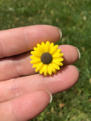 Silicone Focal Beads - Yellow Sunflower - 2 Pieces