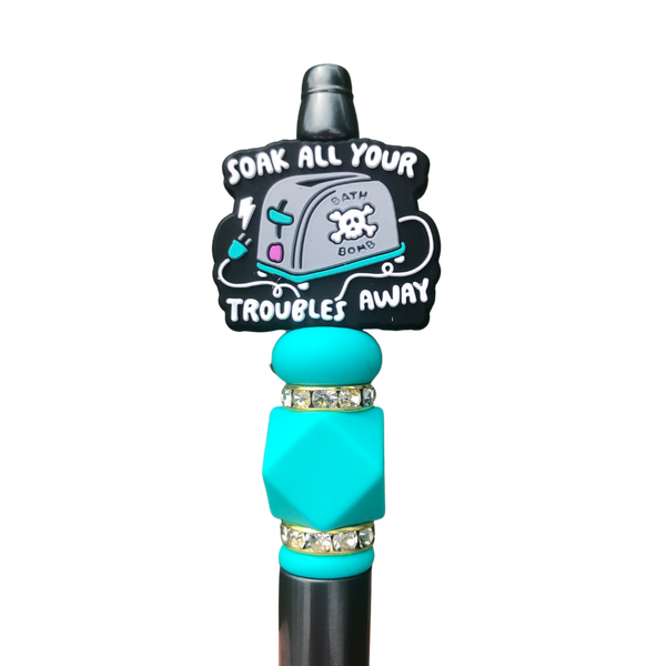 Beaded Pen || Soak all your Troubles Away on Gun Metal Pearl