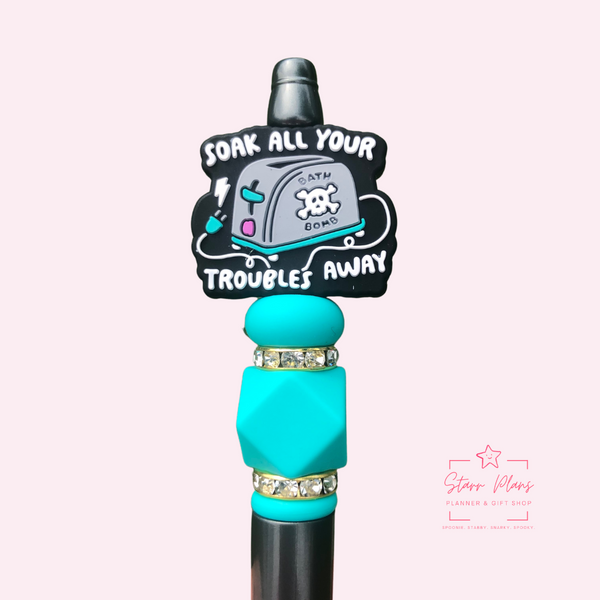 Beaded Pen || Soak all your Troubles Away on Gun Metal Pearl