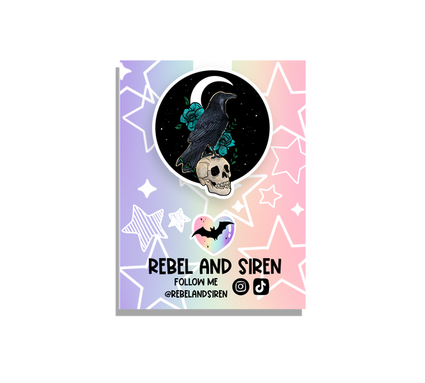 Raven | Skull | Witch | Gothic | Reading | Magnetic Bookmark