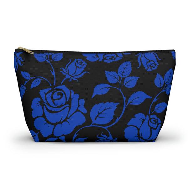 BLACK || Blue Floral || Accessory Pouch w T-bottom || Starr Plans Exclusive