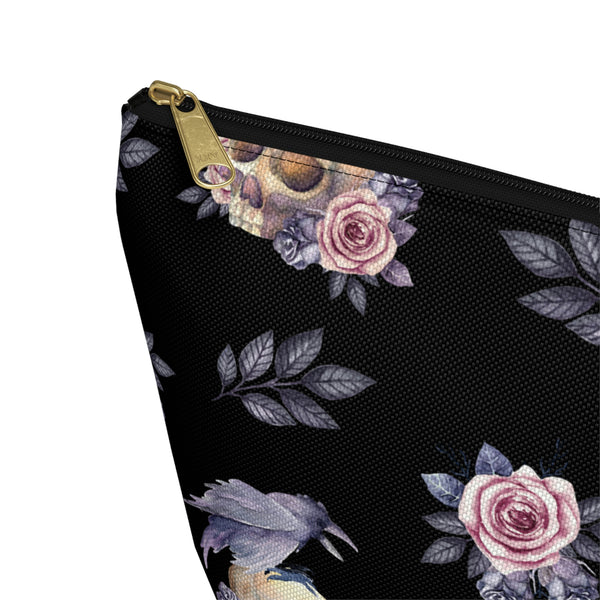 Floral Skull Accessory Pouch w T-bottom