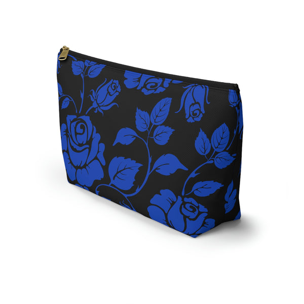 BLACK || Blue Floral || Accessory Pouch w T-bottom || Starr Plans Exclusive