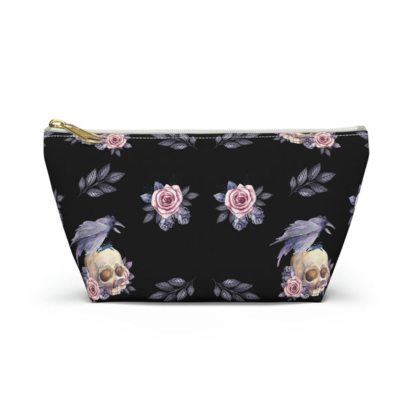 Floral Skull Accessory Pouch w T-bottom