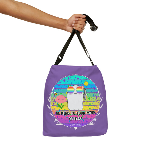 Stabby - Be Kind to Your Mind - Lavender Adjustable Tote Bag (AOP) - Two Sizes