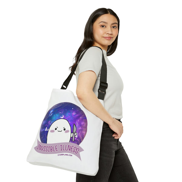 Stabby - Invisible Illness - White / Adjustable Tote Bag (AOP) 2 Sizes