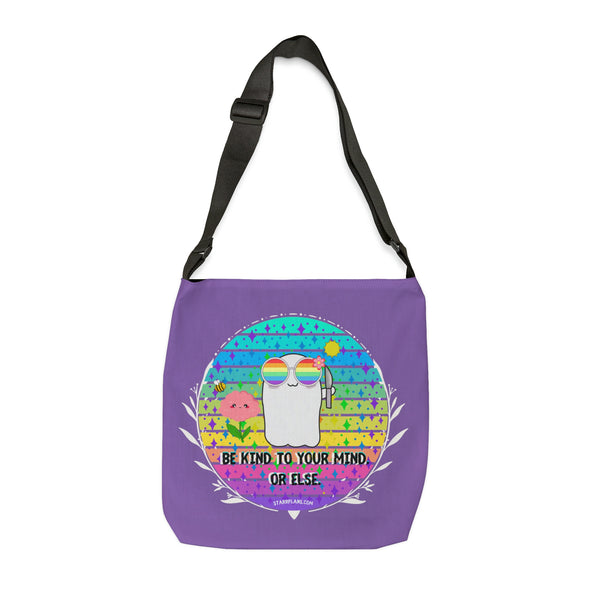 Stabby - Be Kind to Your Mind - Lavender Adjustable Tote Bag (AOP) - Two Sizes