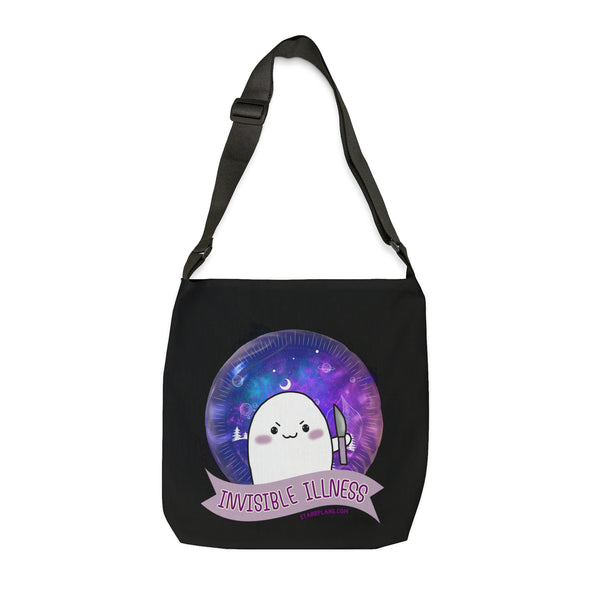 Stabby - Invisible Illness - Black  Adjustable Tote Bag (AOP) 2 Sizes