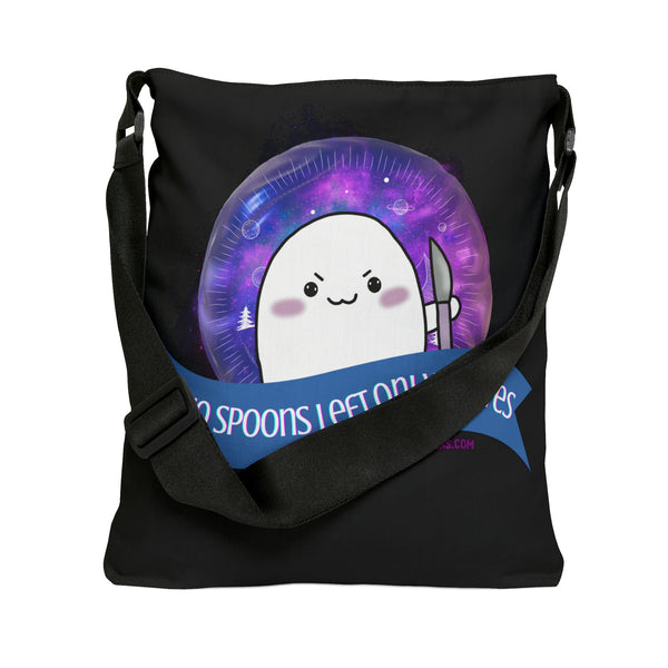 Stabby - No Spoons Left Black  Adjustable Tote Bag (AOP) 2 Sizes