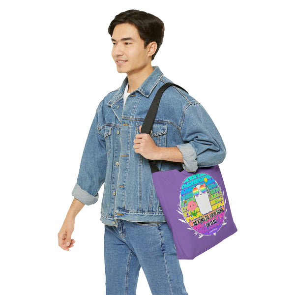 Stabby - Be Kind to Your Mind - Lavender Adjustable Tote Bag (AOP) - Two Sizes