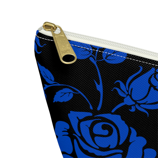 BLACK || Blue Floral || Accessory Pouch w T-bottom || Starr Plans Exclusive