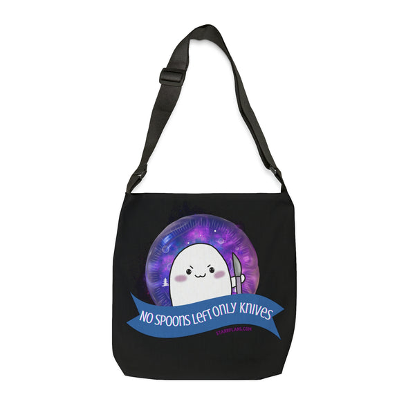 Stabby - No Spoons Left Black  Adjustable Tote Bag (AOP) 2 Sizes