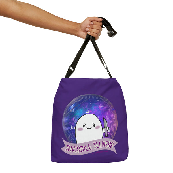 Stabby - Invisible Illness - Purple  Adjustable Tote Bag (AOP) 2 Sizes
