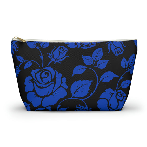 BLACK || Blue Floral || Accessory Pouch w T-bottom || Starr Plans Exclusive