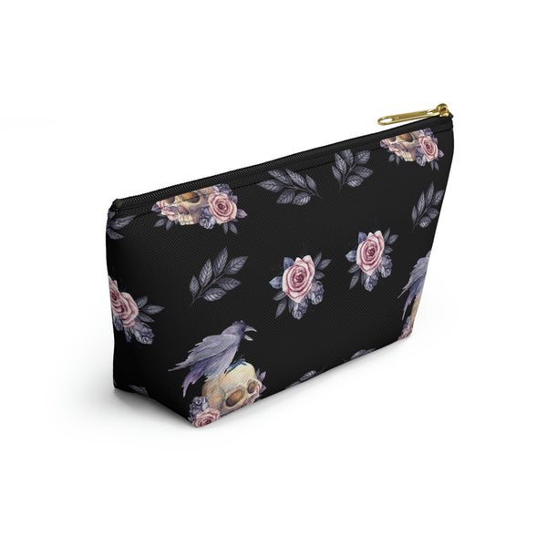 Floral Skull Accessory Pouch w T-bottom