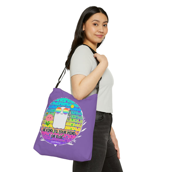 Stabby - Be Kind to Your Mind - Lavender Adjustable Tote Bag (AOP) - Two Sizes