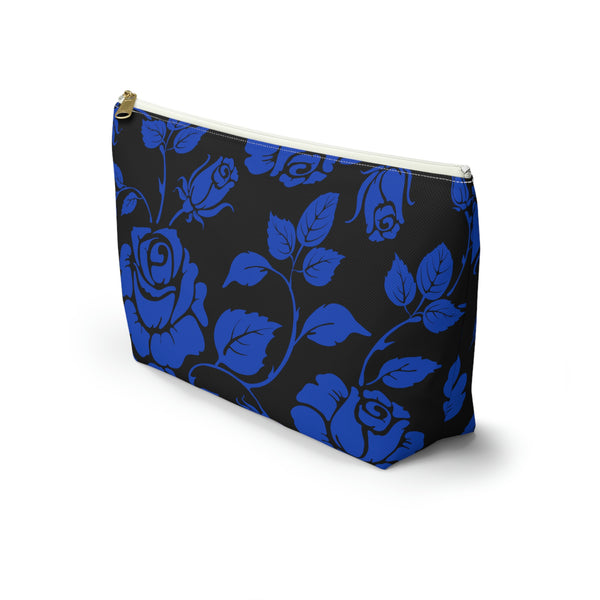 BLACK || Blue Floral || Accessory Pouch w T-bottom || Starr Plans Exclusive