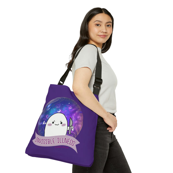 Stabby - Invisible Illness - Purple  Adjustable Tote Bag (AOP) 2 Sizes