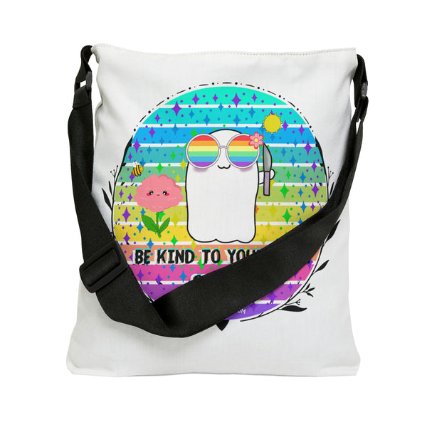 Stabby - Be Kind to Your Mind White Adjustable Tote Bag (AOP) 2 Sizes