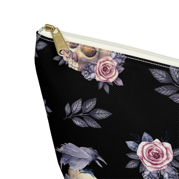 Floral Skull Accessory Pouch w T-bottom