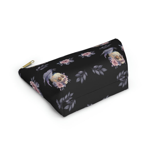 Floral Skull Accessory Pouch w T-bottom