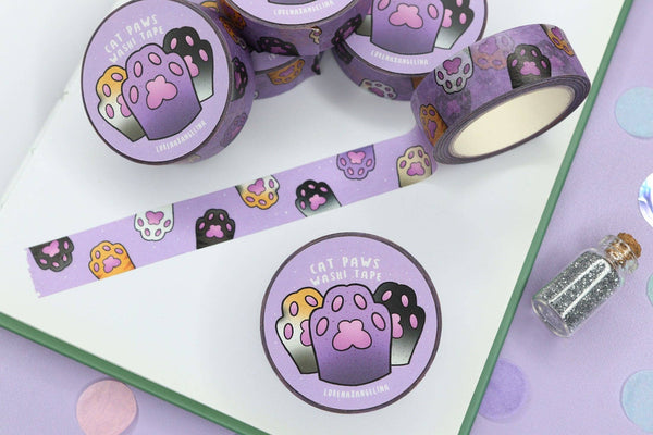 Cat Paws Washi Tape / Kawaii Toes Cute Sweet Purple