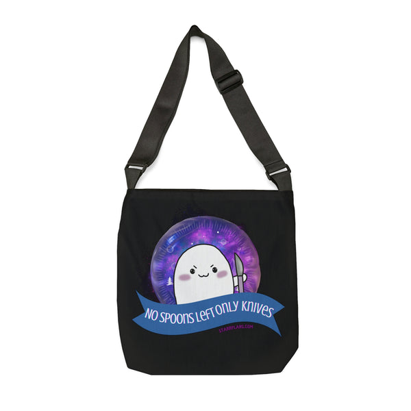 Stabby - No Spoons Left Black  Adjustable Tote Bag (AOP) 2 Sizes
