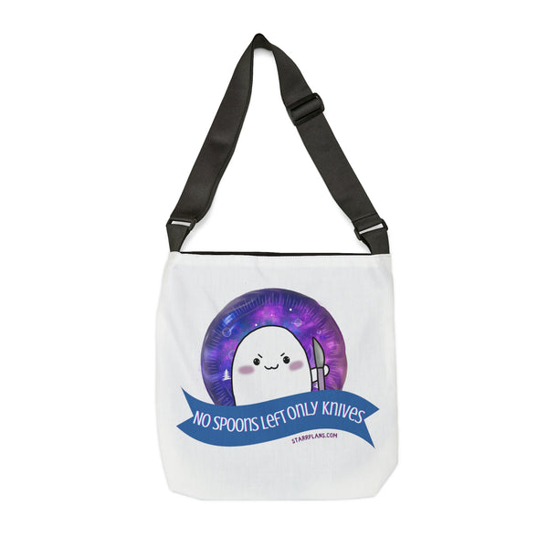 Stabby - No Spoons Left White  Adjustable Tote Bag (AOP) 2 Sizes