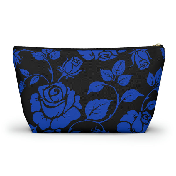 BLACK || Blue Floral || Accessory Pouch w T-bottom || Starr Plans Exclusive