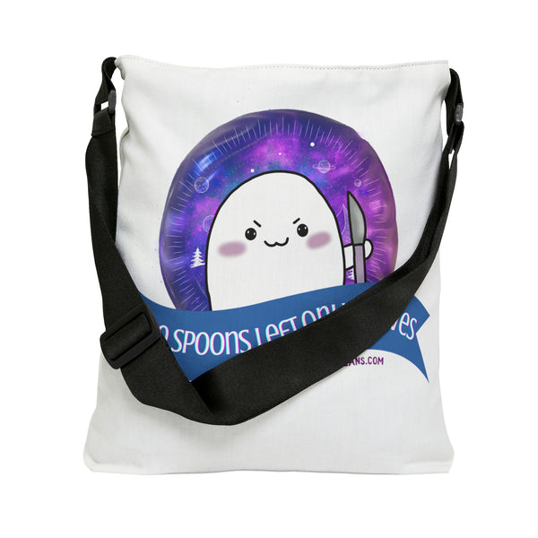 Stabby - No Spoons Left White  Adjustable Tote Bag (AOP) 2 Sizes