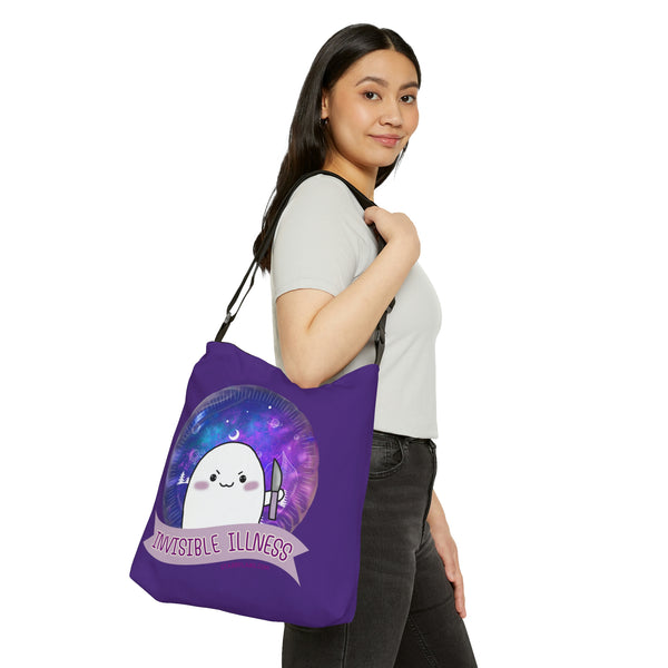 Stabby - Invisible Illness - Purple  Adjustable Tote Bag (AOP) 2 Sizes