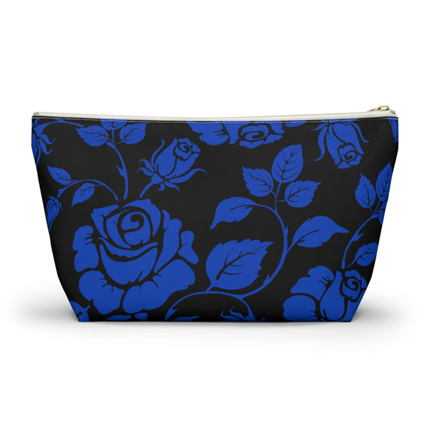 BLACK || Blue Floral || Accessory Pouch w T-bottom || Starr Plans Exclusive