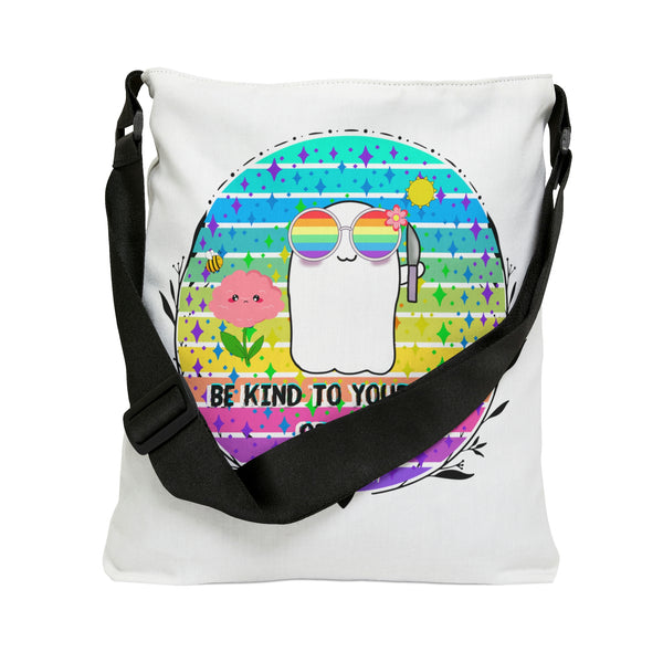 Stabby - Be Kind to Your Mind White Adjustable Tote Bag (AOP) 2 Sizes