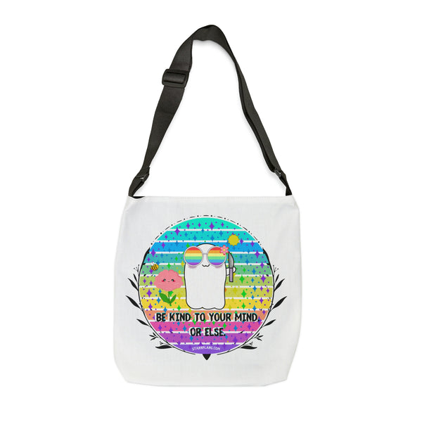 Stabby - Be Kind to Your Mind White Adjustable Tote Bag (AOP) 2 Sizes