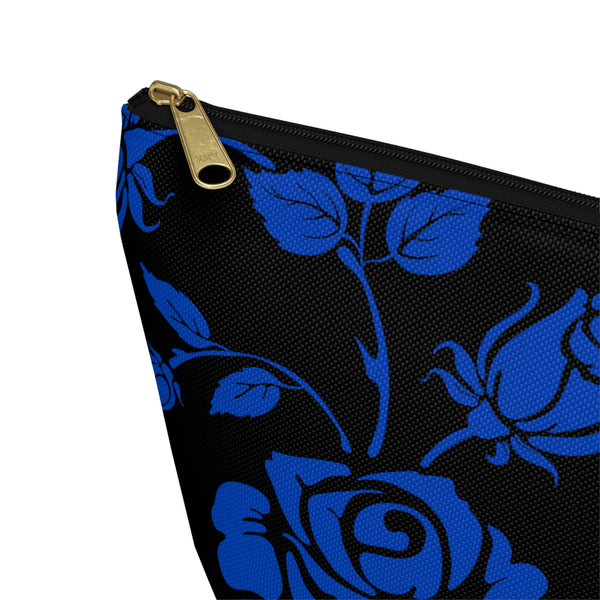 BLACK || Blue Floral || Accessory Pouch w T-bottom || Starr Plans Exclusive