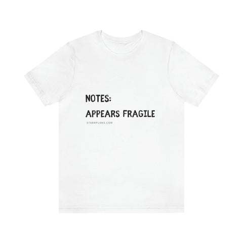 Dr Notes: Appears Fragile Black Font Unisex Jersey Short Sleeve Tee