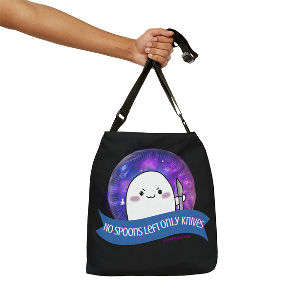 Stabby - No Spoons Left Black  Adjustable Tote Bag (AOP) 2 Sizes