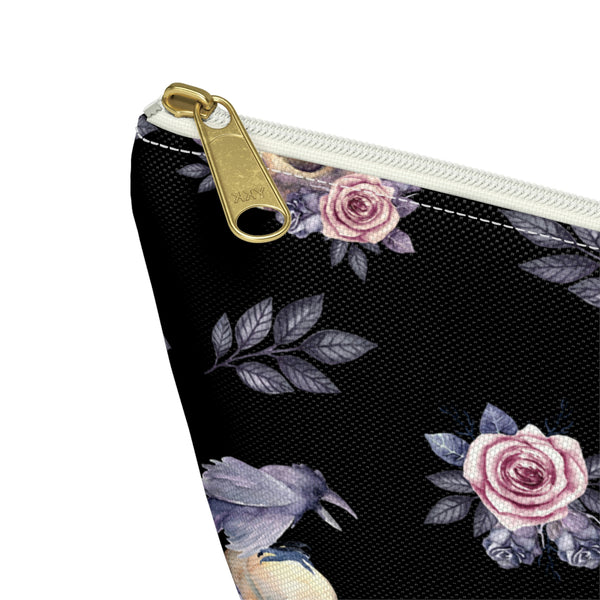 Floral Skull Accessory Pouch w T-bottom