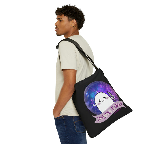 Stabby - Invisible Illness - Black  Adjustable Tote Bag (AOP) 2 Sizes