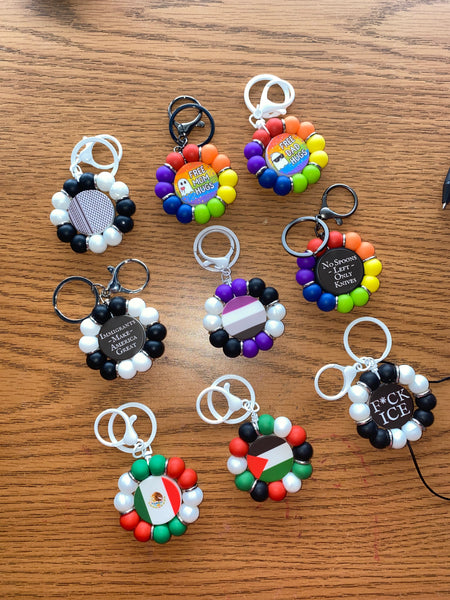 Flower Fidget Silicone Beaded Keychain - Various Styles
