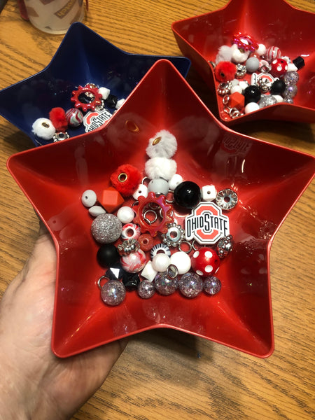 Bead Mixes - Ohio State || 3mm+ Large Hole || Bead Pack with Focal || Red, Black and White