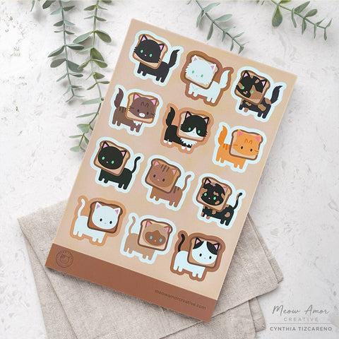 Toast Cats Vinyl Sticker Sheet