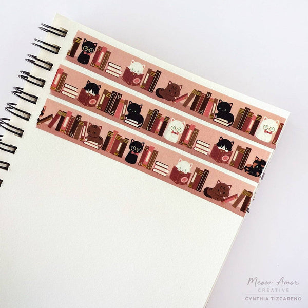 Blush Book Cats Gold Foil Washi Tape