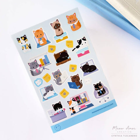 Office Kitty Vinyl Sticker Sheet