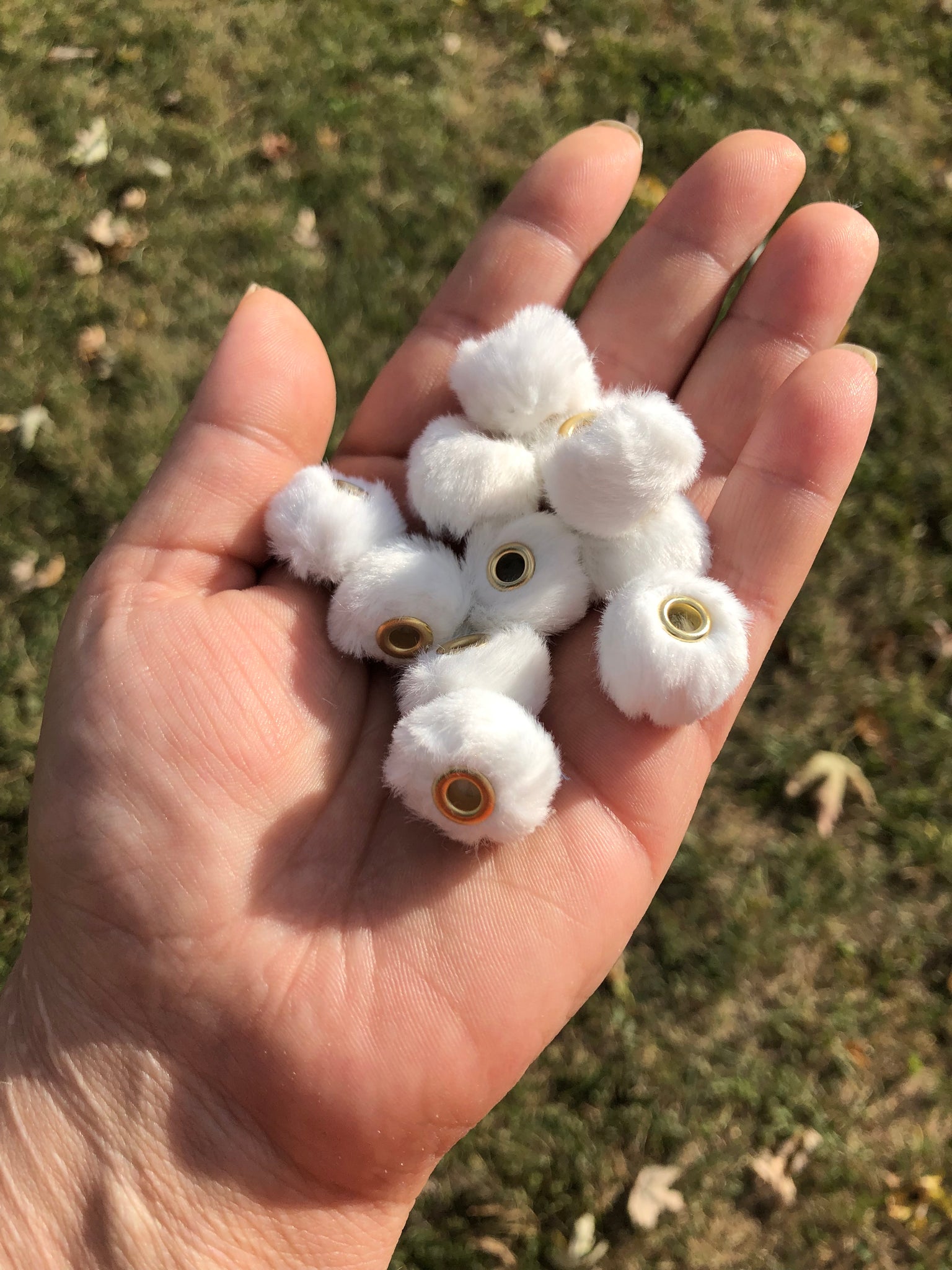 White Furry Beads