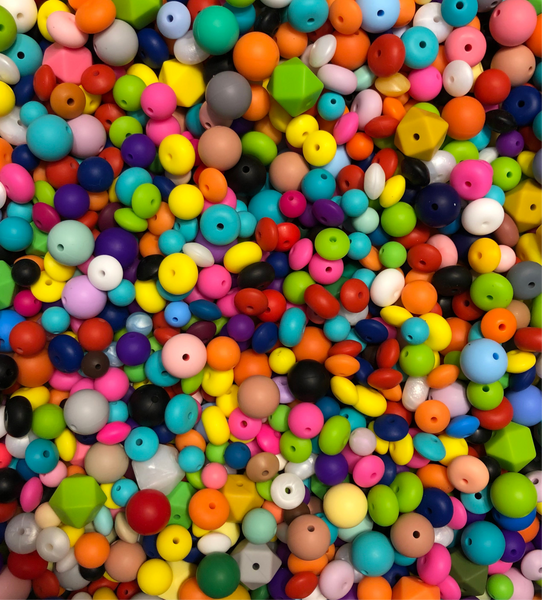 Mixed Size Silicone Bead Mix - Various Colors & Styles - Randomly Chosen